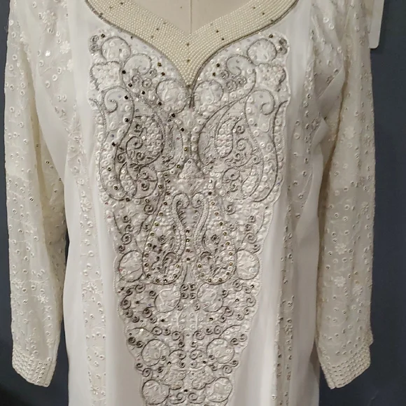 Ivory Indian Beaded Embellished Midi  Dress - Picture 10 of 17